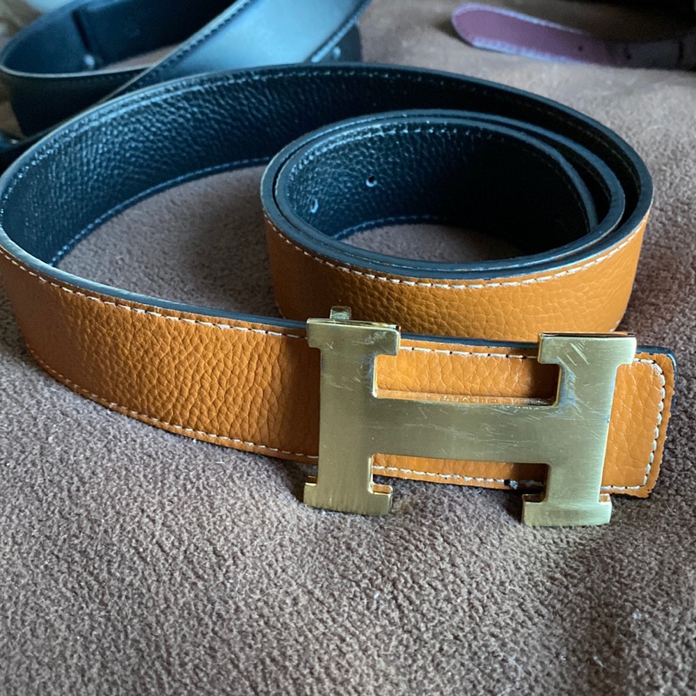 H belt reversible gold buckle